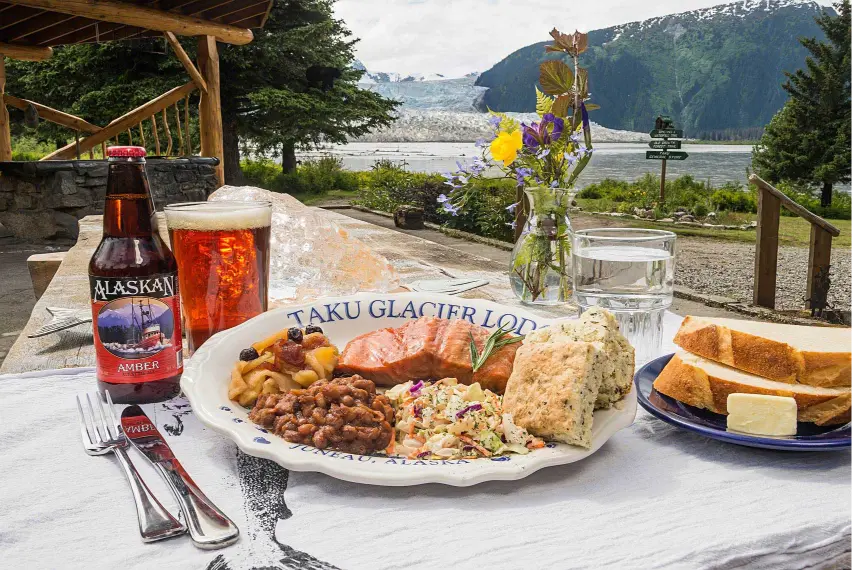 Taku lodge feast and 5-glacier seaplane discovery